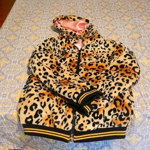 Girls Leopard Fur Jacket
